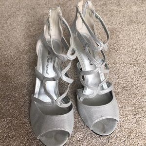 Silver prom heels